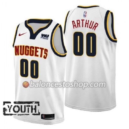Camiseta Niños NBA Denver Nuggets Darrell Arthur 00 2018-2019 Nike Blanco Swingman